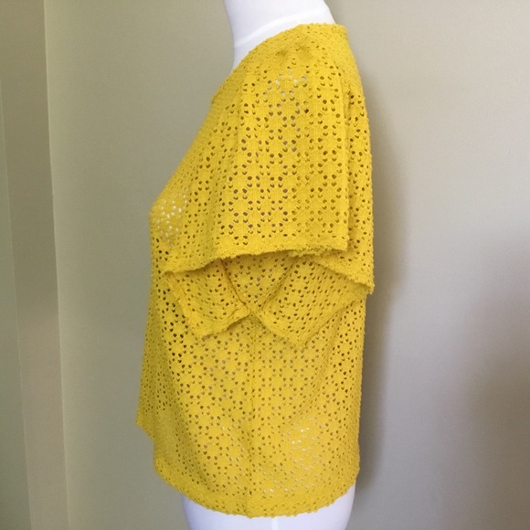 NWT MADEWELL Texture Thread mustard eyelet top S - Picture 3 of 4